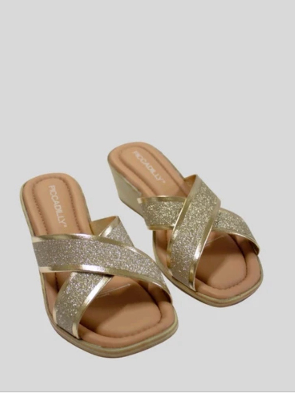 PICCADILLY SHOES - GOLD SLIP ONS size 10